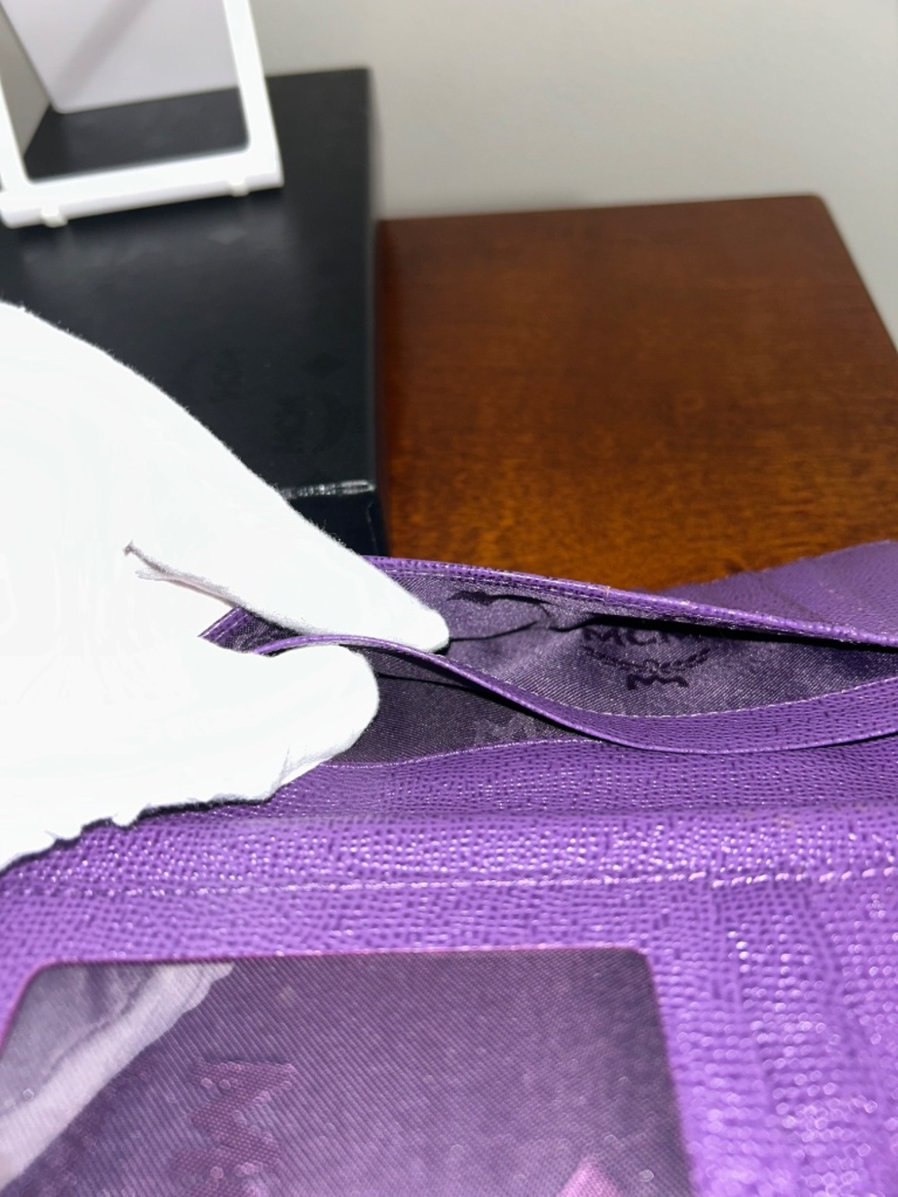 MCM Cognac Visetos Purple Flap Long Wallet with COA and chain; Full Inclusion - Picture 8 of 10